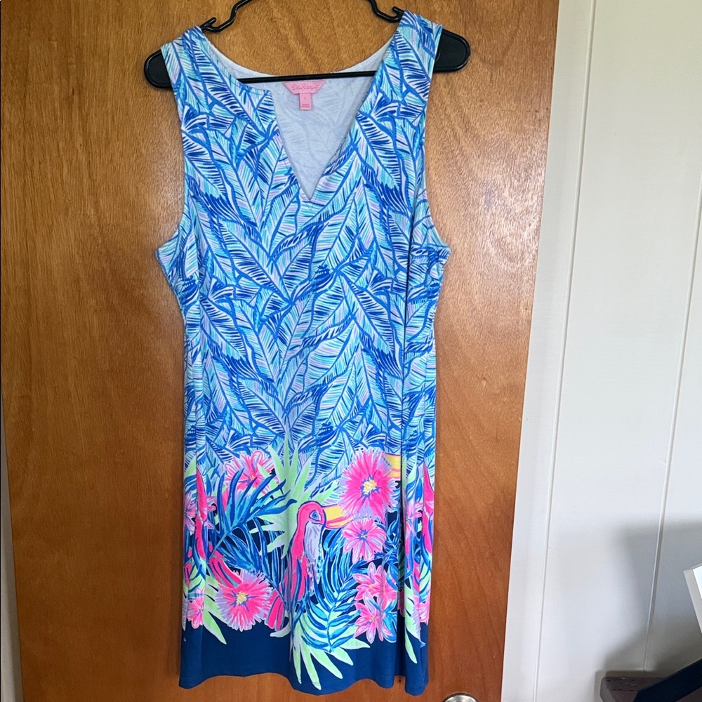 Lilly Pulitzer Blue and Pink Tropical Mini Dress